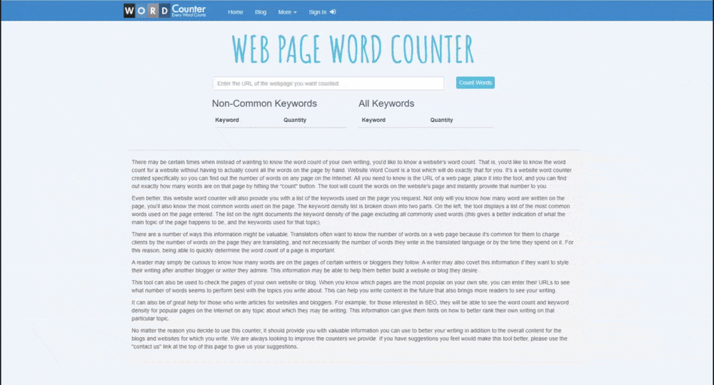 Demo Web page word counter